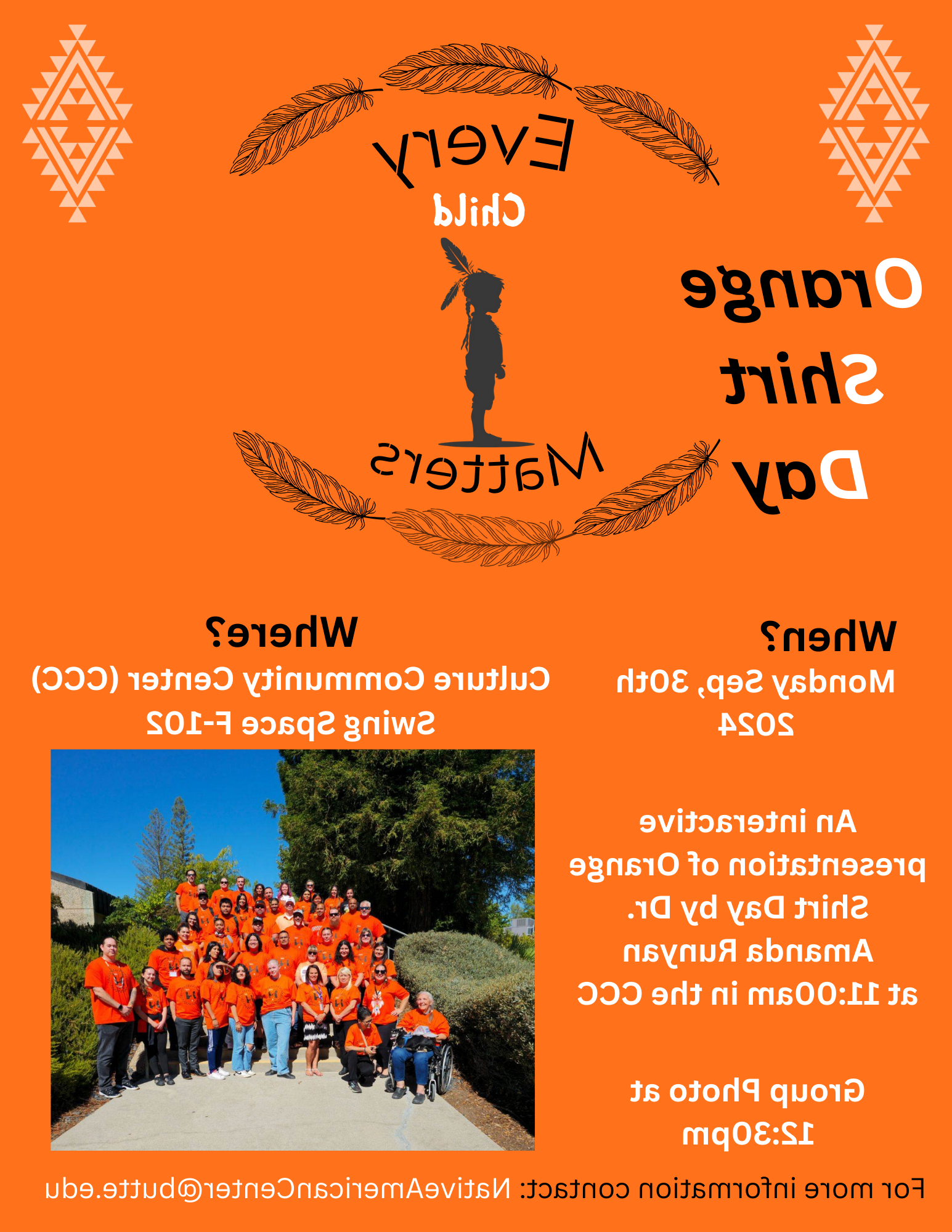 Orange Shirt Day: Monday, Sept. 30, 2024 at the Culture Community Center